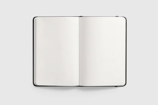 Top View Black Leather Notebook Mockup Isolated Transparent Background Png — Stock Photo, Image
