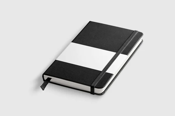 Top Kilátás Egy Fekete Bőr Notebook Mockup Elszigetelt Átlátszó Háttér — Stock Fotó