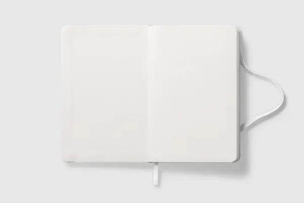 Top Kilátás Egy Fehér Bőr Notebook Mockup Elszigetelt Átlátszó Háttér — Stock Fotó