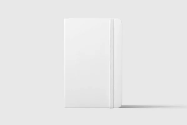 Bovenaanzicht Van Een Wit Leren Notebook Model Geïsoleerd Een Transparante — Stockfoto