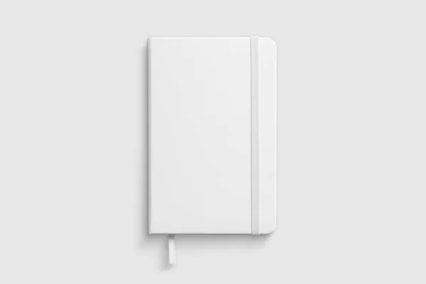 Vista Superior Una Maqueta Cuaderno Cuero Blanco Aislada Sobre Fondo — Foto de Stock