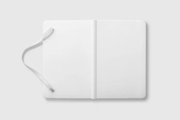 Vista Superior Una Maqueta Cuaderno Cuero Blanco Aislada Sobre Fondo —  Fotos de Stock