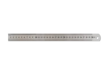 Metal cetvel beyaz zemin üzerinde 30 cm izole. Yüksek çözünürlük.