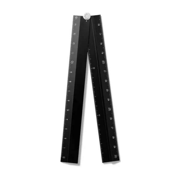 stock image Black color metal ruler 30 cm isolated on a white background. High resolution.