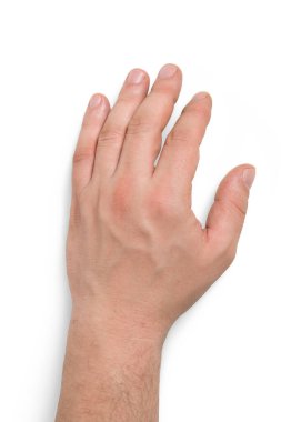 Beyaz arka planda izole edilmiş bir erkeğin üst görüntüsü. Yüksek çözünürlük.