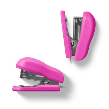 Magenta ofis zımbası beyaz arka planda izole edilmiş. Yüksek çözünürlük. 