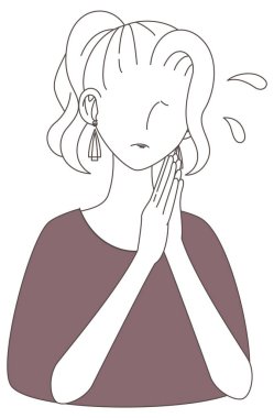 tylish and stylish woman pen illustration (apologize,upset,refuse)