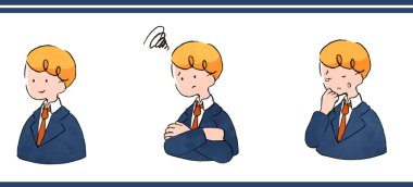 Tarz sahibi ve sevimli el yazısı tarzı işadamlarının (standart, güler yüzlü, endişeli, sorunlu, negatif, üzgün, ağlayan,)