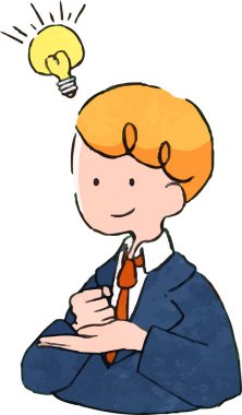 Bir dizi şık ve şirin el yazısı iş adamı çizimleri (kıvılcım, fikir, ortaya çık)