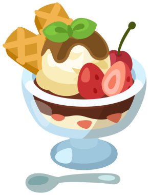 Dondurma parfe _ kolonya ve basit bir yemek vektörü çizimi