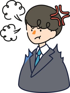 Sinirli iş adamının klip sanatı. Sevimli.