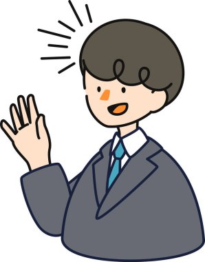 Şirin bir iş adamının vektör illüstrasyonu _ sohbetin tadını çıkar