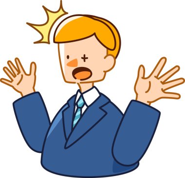 Şirin bir iş adamının vektör çizimi. Şaşırmış bir adam.