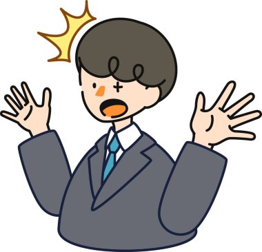 Şirin bir iş adamının vektör çizimi. Şaşırmış bir adam.