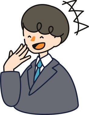 Gülümseyen ve konuşan sevimli bir iş adamının vektör çizimi