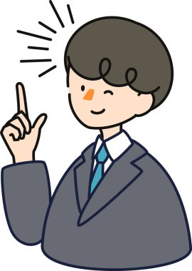 Şirin bir iş adamının vektör çizimi gülümseyen ve göz kırpan bir adam