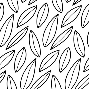 Karalama el çizimlerinin soyut vektör dikişsiz çiçek arkaplanı. Tek renkli dalga deseni. Boyama kitabı sayfası. Siyah beyaz duvar kağıdı.