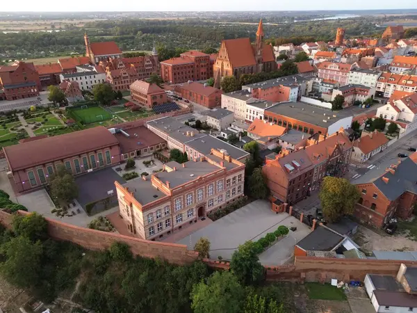 stock image Aerial view of Chelmno. Panorama of the city of lovers.