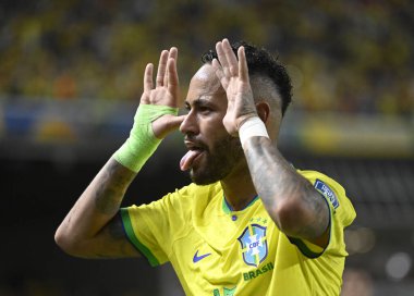 Rio de Janeiro-Brezilya 10 Mart 2023, Neymar Jr, Brezilya ve Şili takımları arasında Maracan Stadyumu 'nda oynanan maçta