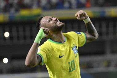 Rio de Janeiro-Brezilya 10 Mart 2023, Neymar Jr, Brezilya ve Şili takımları arasında Maracan Stadyumu 'nda oynanan maçta