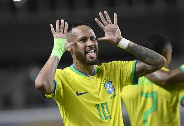 Rio de Janeiro-Brezilya 10 Mart 2023, Neymar Jr, Brezilya ve Şili takımları arasında Maracan Stadyumu 'nda oynanan maçta