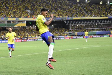 Rio de Janeiro-Brezilya 10 Mart 2023, oyuncu Rodrygo, Brezilya ve Şili takımları arasında Maracan Stadyumu 'nda oynanan maçta