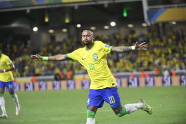 Rio de Janeiro-Brezilya 10 Mart 2023, Neymar Jr, Brezilya ve Şili takımları arasında Maracan Stadyumu 'nda oynanan maçta