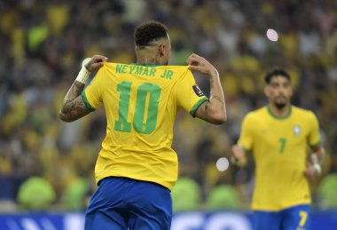 Rio de Janeiro-Brasil 10 de maro de 2023, jogador Vincius jr comemora seu primeiro gol com a camisa da seleo Brasileira de futebol, no estdio do Maracana do
