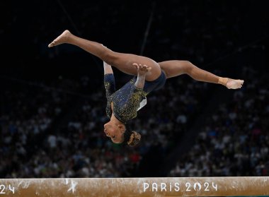 Paris - Fransa, 30 Temmuz 2024, Paris Olimpiyatları 2024, Kadın Sanatsal Jimnastiği, Brezilyalı jimnastikçi Rebeca Andrade