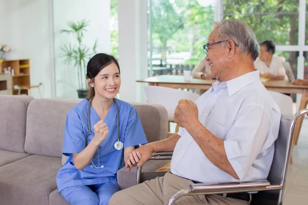 Nursing Home Care concept.Nursing Home Care concept. Asian senior citizens doing activities in nursing homes.