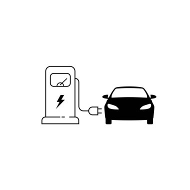 Electric vehicle charging station icon vector graphics