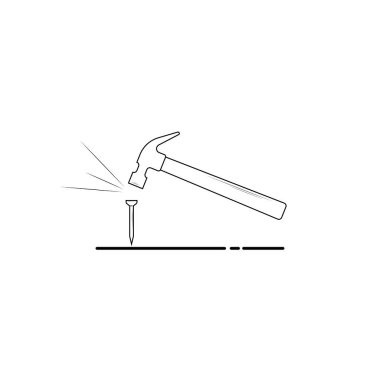Nail and hammer icon vector graphics