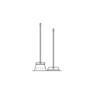 Broom and dustpan icon isolated vector graphics