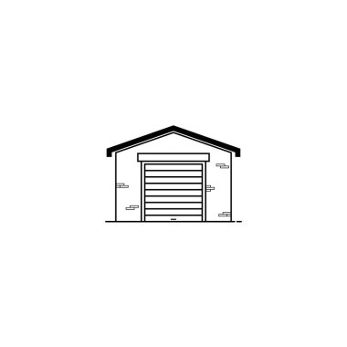 Bina simgesi izole edilmiş vektör grafiklerinin garajı.