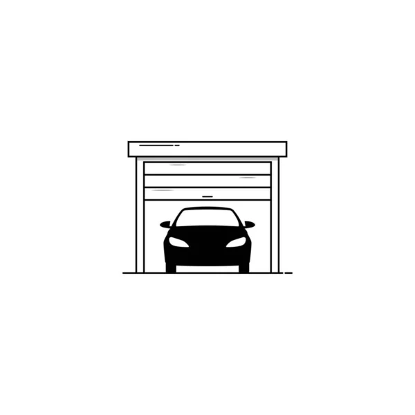 Carro Dentro Ícone Garagem Gráficos Vetoriais Isolados — Vetor de Stock