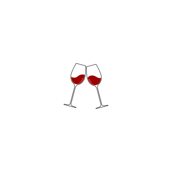 Two Red Wine Glasses Cheering Vector Graphics — Stock Vector