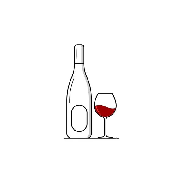 Ποτήρι Κόκκινο Κρασί Και Εικονίδιο Μπουκάλι Διανυσματικά Γραφικά — Διανυσματικό Αρχείο
