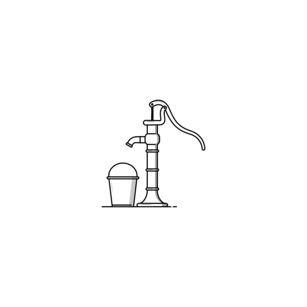 旧水泵和桶图标隔离矢量图形 — 图库矢量图片