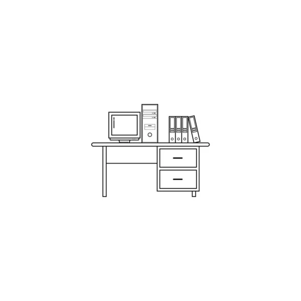 Büro Arbeitsplatz Schreibtisch Symbol Vektorgrafik — Stockvektor