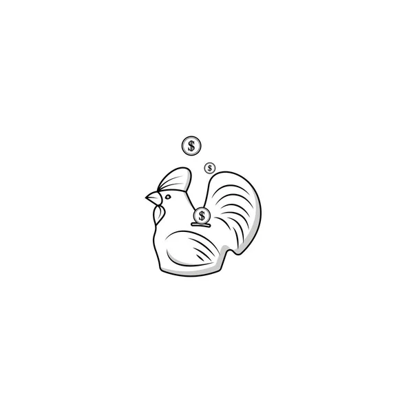 Chicken Sparschwein Symbol Vektorgrafik — Stockvektor
