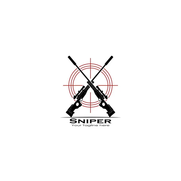 Crossed Sniper Riffle Logo Grafica Vettoriale — Vettoriale Stock