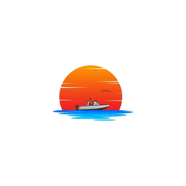 Speedboat Λογότυπο Ηλιοβασίλεμα Διανυσματικά Γραφικά — Διανυσματικό Αρχείο