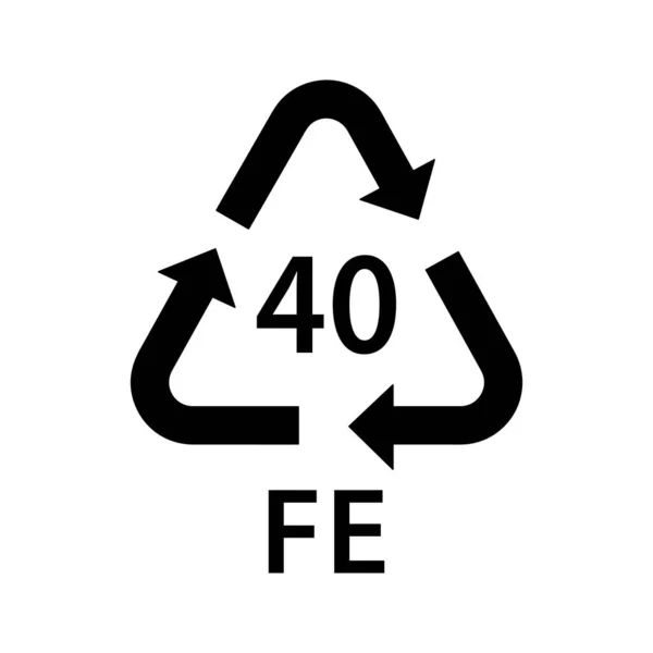 Kod Recyklingu Metali Stal Symbol Puszek Żywności Znak Ekologiczny Recyklingu — Wektor stockowy