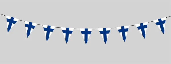 День Независимости Финляндии Гирлянда Флаг Голубого Креста Строка Треугольных Флагов — стоковый вектор