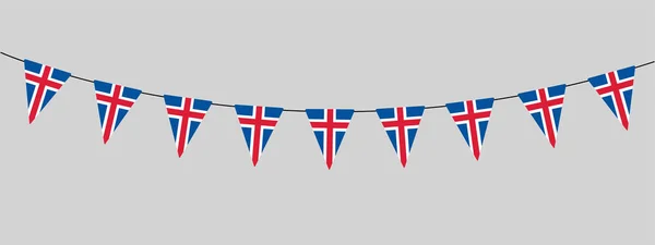 Ισλανδική Ημέρα Κυριαρχίας Bunting Γιρλάντα Σειρά Από Τριγωνικές Σημαίες Για — Διανυσματικό Αρχείο