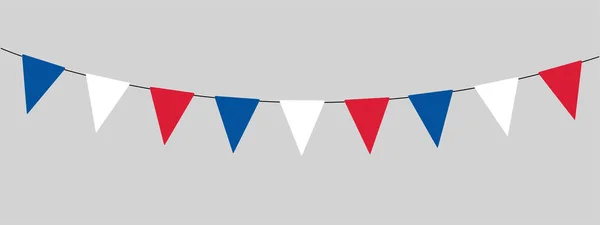 День Суверенитета Гирлянда Строка Красных Синих Белых Треугольных Флагов Вечеринки — стоковый вектор