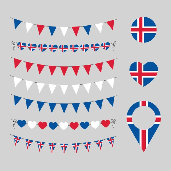 Island Självständighetsdagen Dekoration Älskar Island Dekorativa Symboler Uppsättning Vektorelement — Stock vektor