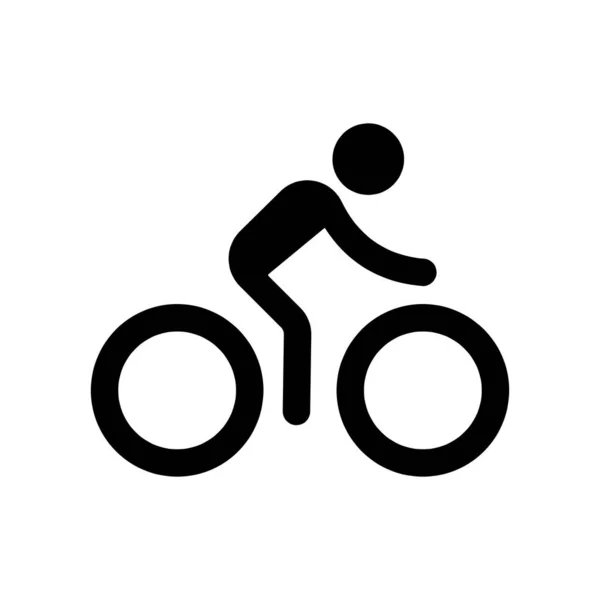 Cyklist Symbol Cykel Platt Skylt Cykelväg Man Cykel Ikon Sport — Stock vektor