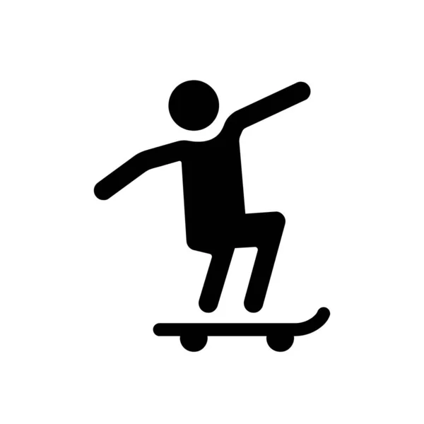Ícone Skatista Caminho Skatista Skate Piloto Ícone Preto Cheio Símbolo — Vetor de Stock