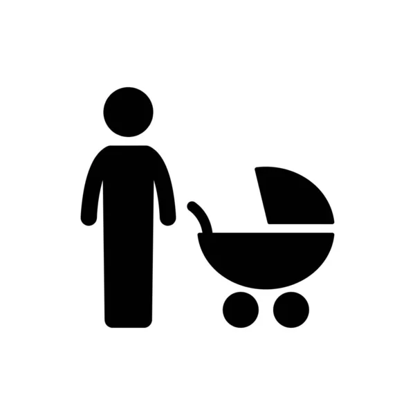 Mutter Mit Kinderwagen Symbol Einfaches Schwarzes Park Symbol — Stockvektor